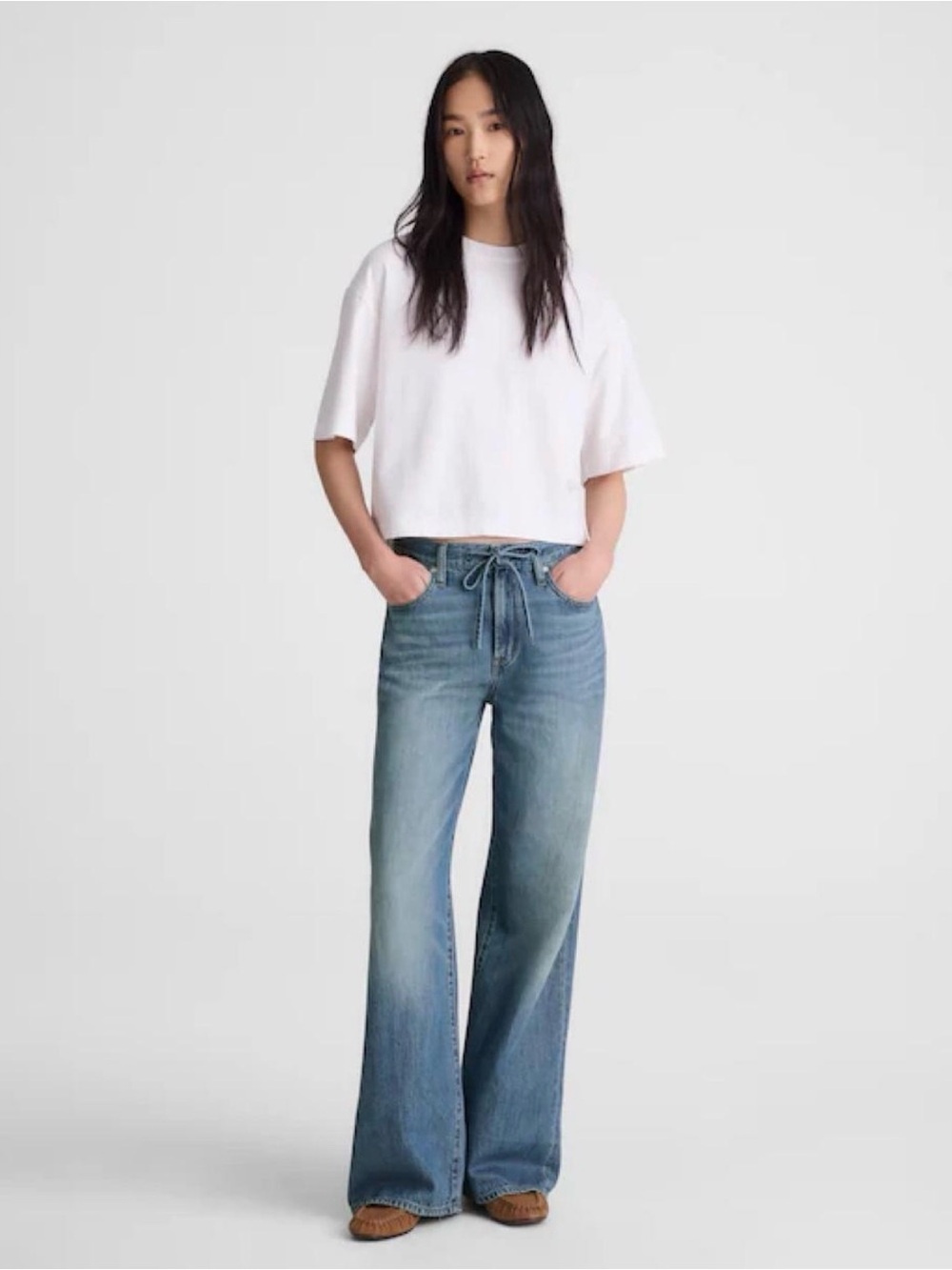 Madewell airy denim wide leg jeans